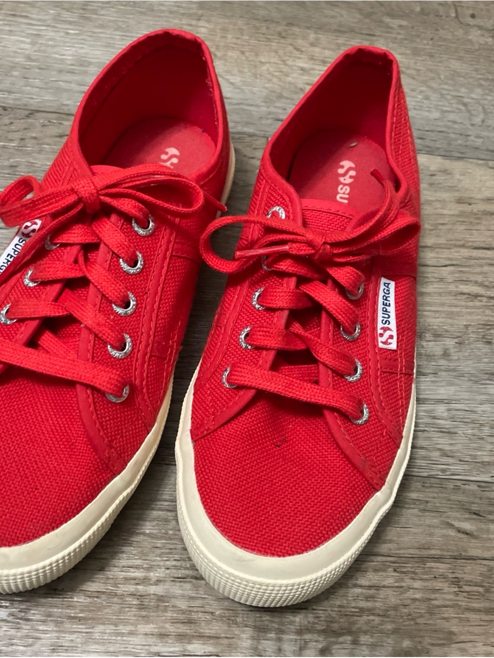 Superga Women's Bright Red Canvas Low-Top Sneakers